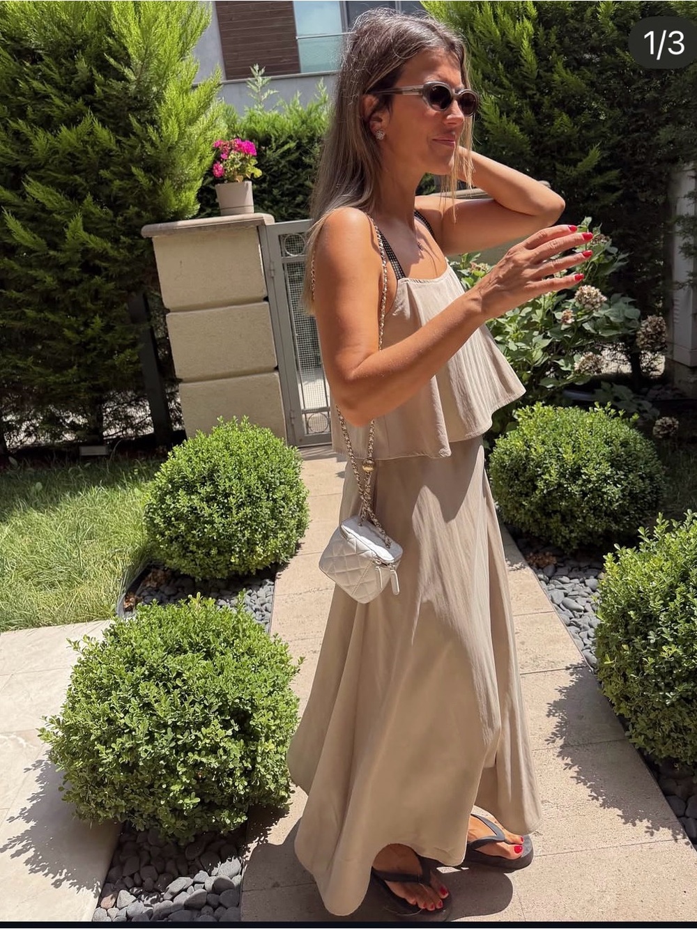 🔥🔥Zara Beige Layered Midi Dress